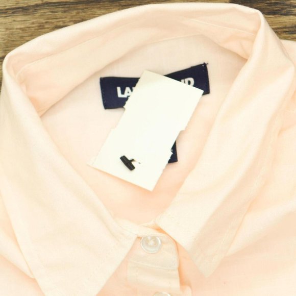 Lands' End Cotton Tie Dye Button Up Top 516840-Sample XS Tall Blue Pink Ombre - Picture 3 of 5